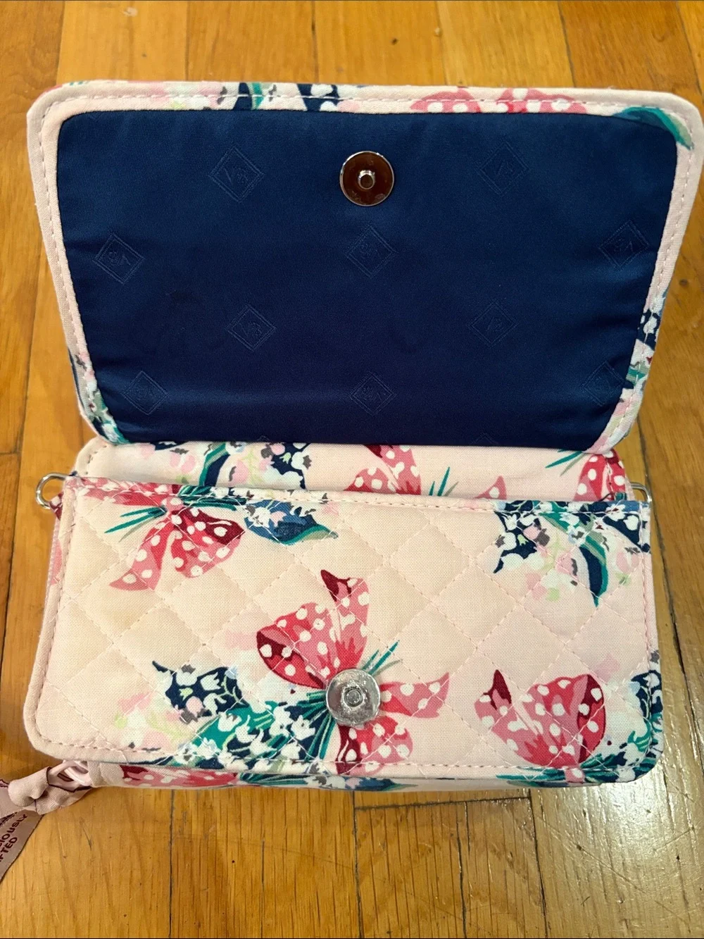 Vera Bradley All in One RFID Wallet Crossbody Wristlet Happiness Returns Pink